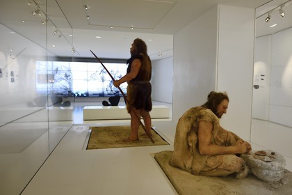 France, Dordogne, Perigord Noir, Vezere Valley, Les Eyzies de Tayac Sireuil, listed as World Heritage by UNESCO, Pole International de la Préhistoire (International Center of Prehistory), prehistoric reconstruction