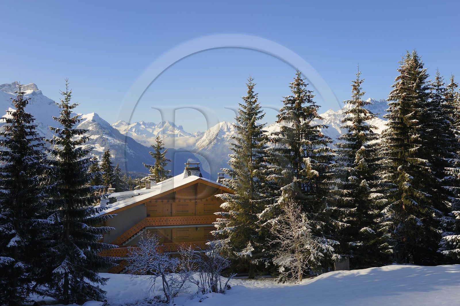 Suisse, Canton de Vaud, Villars sur Ollon, chalet sous la neige