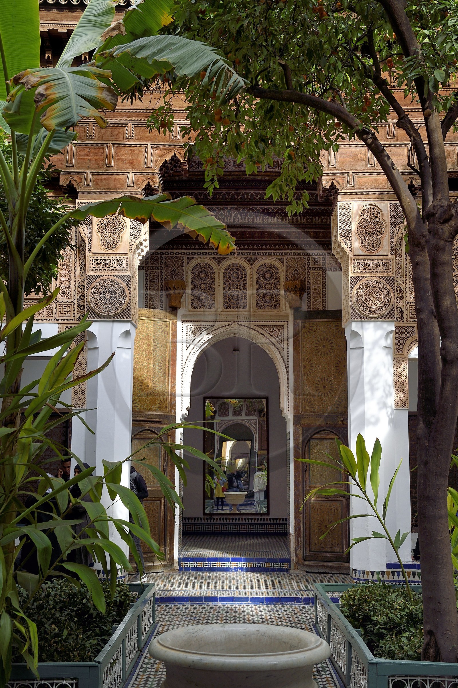 Maroc, Haut-Atlas, Marrakech, ville impériale, Médina classée Patrimoine Mondial de l'UNESCO, Palais de la Bahia